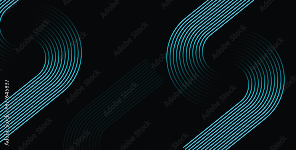 Poster abstract blue wave background. blue minimal round lines abstract background. thin line wavy abstract