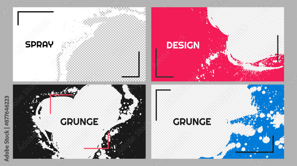 Aufkleber vector illustration. abstract color horizontal frame set. ink brush strokes design for web template,