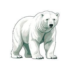 Cute Polar Bear Flat Vector Illustration