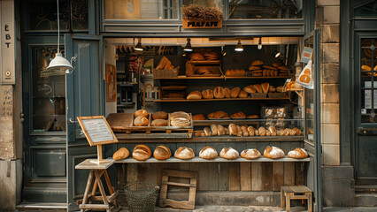 European Charm: A Quaint Bakery on a Shabby Street