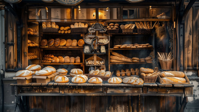 Fresh Bread at a Rustic European Bakery