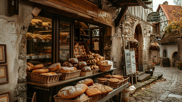 Fresh Bread at a Rustic European Bakery