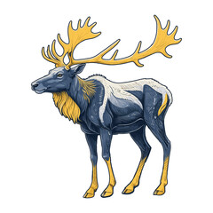 Moose Illustration with Curved Antlers
