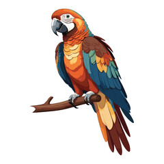 Parrot Perched on Branch Illustration