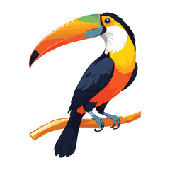 Toucan Sitting on Branch Vector Illustration