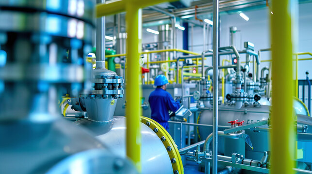 engineers working  the refinement process where lithium carbonate is being converted into lithium hydroxide, lithium refinery