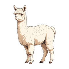 Alpaca Illustration with Fluffy Coat