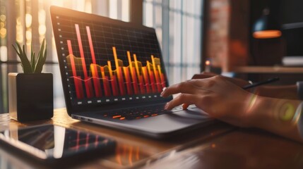 The Hand on Laptop Displaying Graph