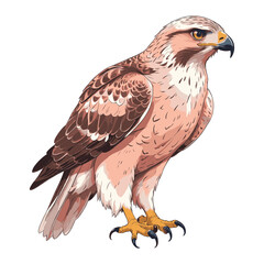 Hand Drawn Hawk Standing Vector Illustration
