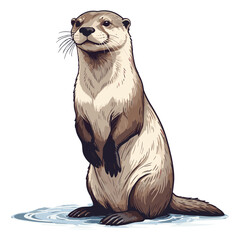 Otter Illustration with Water Splash