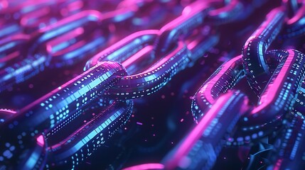 Close-up view of neon chains featuring detailed digital patterns, capturing the essence of...