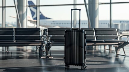 The suitcase at airport terminal