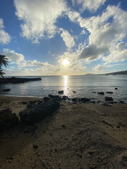 In Hawaii on a secluded beach in Oahu. 