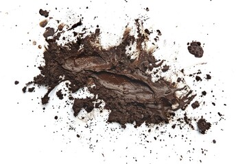A close-up shot of a slice of chocolate cake with a smooth, creamy texture and a sprinkle of powdered sugar on top
