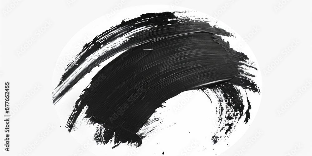 Fototapete a simple and elegant design featuring a single black brush stroke on a white background, perfect for