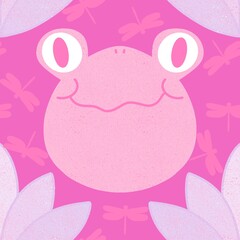 Summer animals seamless frogs and swimming ring pattern for wrapping paper