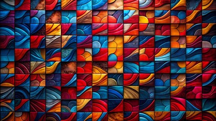Naklejka premium Colorful Abstract Mosaic with Flowing Shapes Background