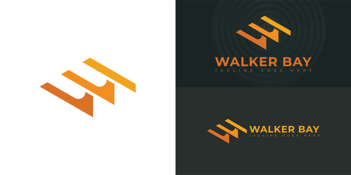 Abstract initial triangle letter WB or BW logo in orange color isolated on multiple background colors. The logo is suitable for outdoor adventure vehicle logo vector design illustration inspiration