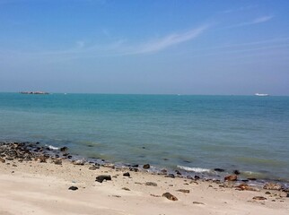 sea and beach with clear sky