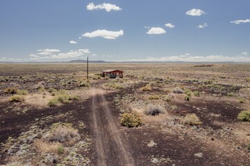 Abandoned derelict building structures from the historic Route 66, Arizona , United States.