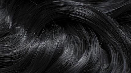 A detailed view of black hair strands, suitable for use in beauty or fashion content