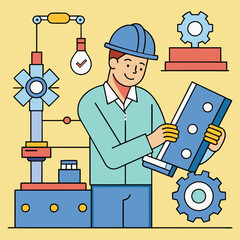 a-flat-illustration-of-an-engineer-designing-a-mechiene 