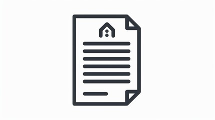 A minimalist icon of a document featuring a house symbol, rendered in black and white, representing simplicity and clarity in digital document styles.