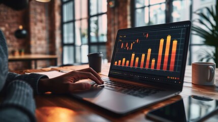 The laptop with business graph