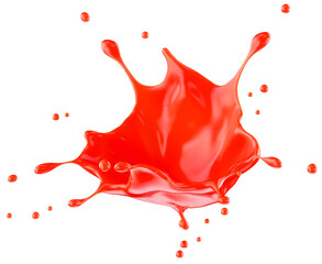 red juice splash isolated on a white background. Clipping path. 3d render