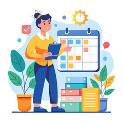 a-flat-illustration-of-an-event-planner-organizing-event