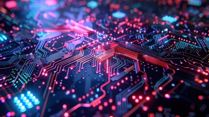 Obraz premium A colorful electronic circuit board with many different colored wires. The board is very detailed and has a lot of different colors