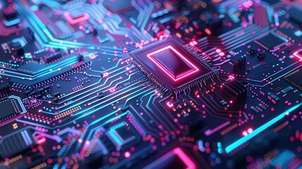 Fototapeta premium A colorful electronic circuit board with many different colored wires. The board is very detailed and has a lot of different colors