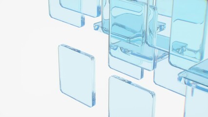 background abstract rotating glass blocks seamless looped video 3d render