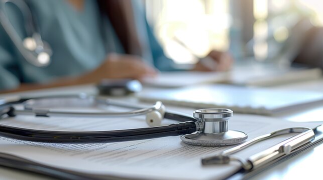 The stethoscope on desk