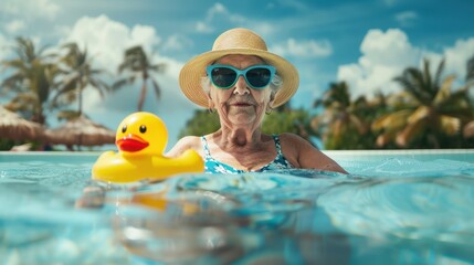 The Elderly Woman in Pool