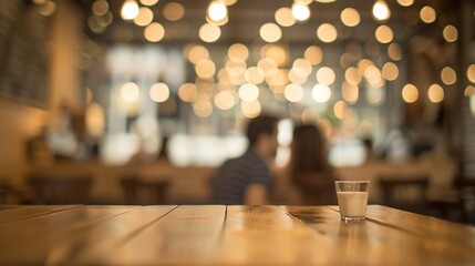 Fototapeta premium Romantic Couple Relaxing in Cozy Cafe with Blurred Background, Copy Space on Left for Text.