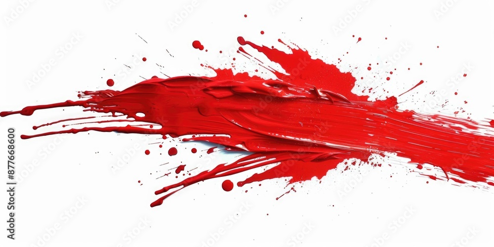 Poster a vibrant red paint splatter on a clean white surface, great for use in art and design projects