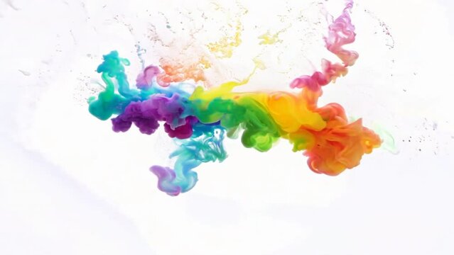 colorful mixed rainbow powder explosion isolated on white background