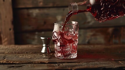 The Skull Glass with Red Liquor