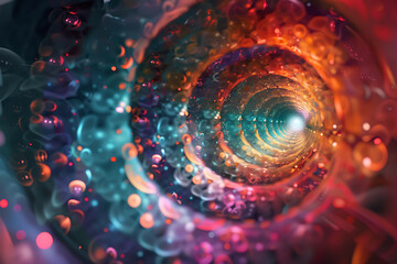 Abstract swirling tunnel with teal and orange colors, perfect for futuristic, fantasy, and technology concepts. 

