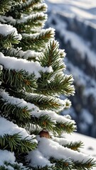 A Winter Scene With Snow and Christmas Trees - Portrait