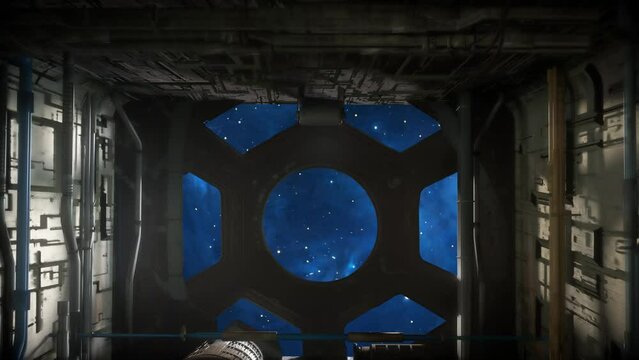 View from the cockpit window of the ISS International Space Station render