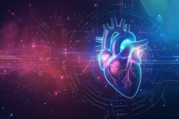 Futuristic heart cardiology health care infographic for clinical stethoscope services banner
