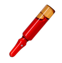 Glass ampoule with liquid isolated on white