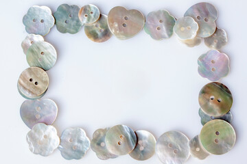 mother of pearl buttons on white
