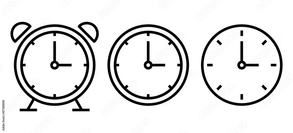 Poster clock icon set with simple and modern design