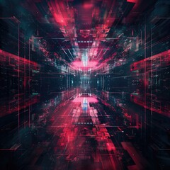 Obraz premium A dimly lit room with red and black lights providing an eerie atmosphere