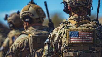 The soldiers in camouflage