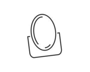Makeup and cosmetics. Linear vector graphic beauty icons in the form of a face mirror.