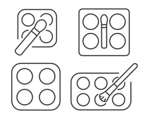 Linear vector graphic icons of beauty and cosmetics in the form of eyelids shadow and eye makeup.